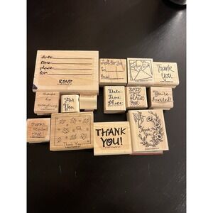 Stampin' Up! Retired Lot Of 14 RSVP & Thank You Stationary Stamps-|Shower|Baby